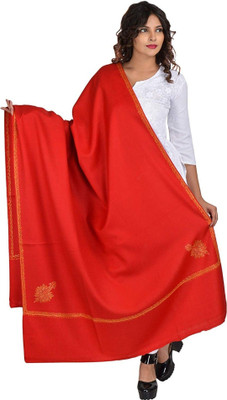 CHOUDHARYRETAILS Wool Embroidered Women Shawl(Red)