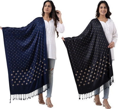 ML HUB Wool Printed Women Shawl(Multicolor)