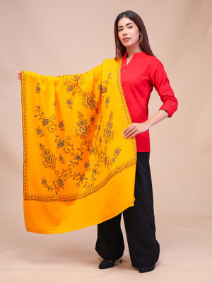 swi stylish Pashmina Woven Women Shawl(Yellow)
