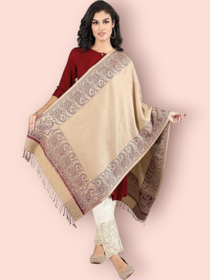 Trandone Wool Embroidered Women Shawl(Beige)