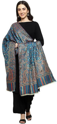 CHOUDHARYRETAILS Polyester Wool Blend Floral Print Women Shawl(Green)