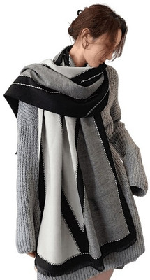 AlexVyan Acrylic, Wool Woven Women Shawl(Black, Grey, White)