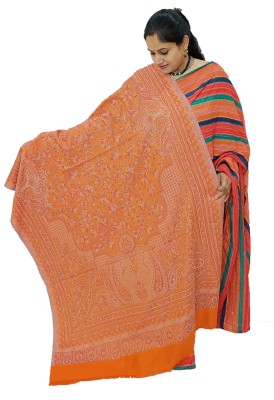 Vrinde Wool Embellished Women Shawl(Orange)