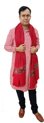 Vrinde Wool Embroidered Men Shawl(Red)