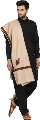 CHOUDHARYRETAILS Wool Embroidered Men Shawl(Beige)