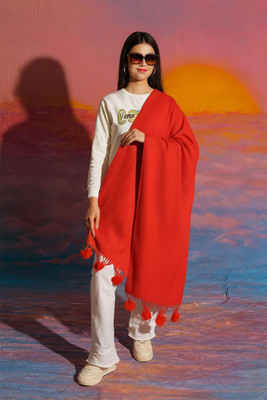 vesture Pashmina Solid Women Shawl(Red)