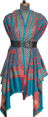 Belviera Wool Printed Men, Women Shawl(Blue)