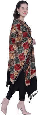 Royal-E-Kashmir Wool Embroidered Women Shawl(Multicolor)