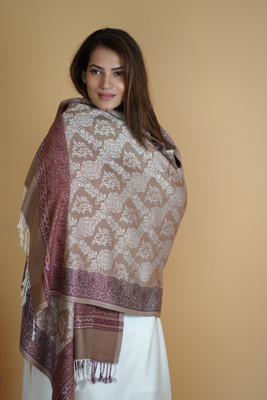 STSHAWLS Acrylic Self Design Women Shawl(Brown)