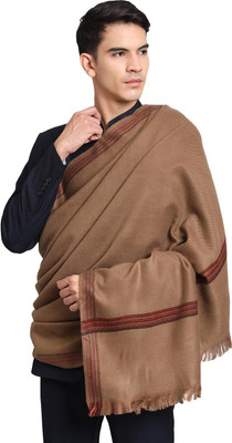 Braid N Cord Wool Embroidered Men Shawl(Brown)