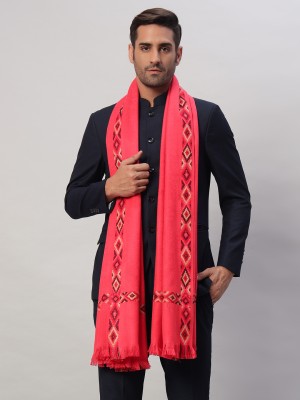 Ravaiyaa - Attitude Is Everything Wool Geometric Print Men Shawl(Pink)