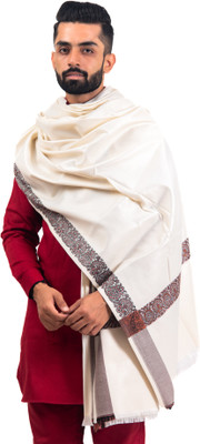 BAISA Wool Woven Men Shawl(White)