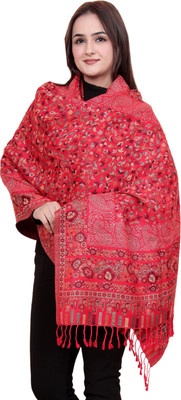 Kti Viscose, Acrylic, Pashmina Floral Print Women Shawl(Red)