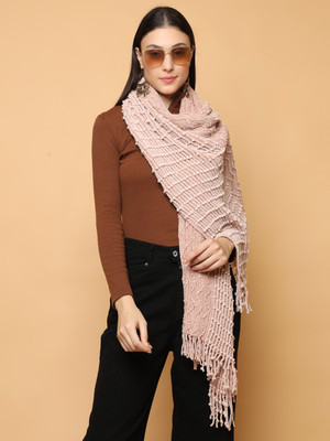 SCHp Wool Self Design Women Shawl(Pink)