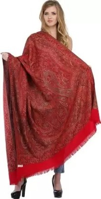 COTTON SILVER Wool Paisley Women Shawl(Red)