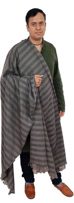 Vrinde Wool Striped Men Shawl(Grey)
