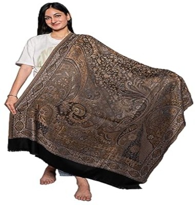 Girisha Textiles Wool Solid Women Shawl(Black)