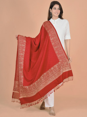 BAISA Wool Self Design, Woven Women Shawl(Maroon)