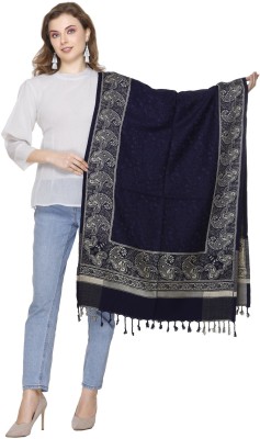 Kti Viscose, Acrylic Floral Print Women Shawl(Blue)