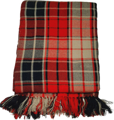 CHANDRAVATI Wool Checkered Men Shawl(Maroon)
