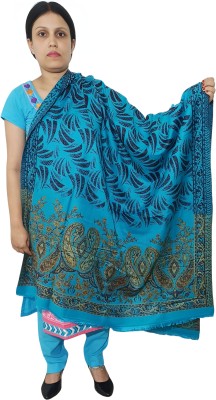 Kashmiri queen Wool Self Design Women Shawl(Light Blue)