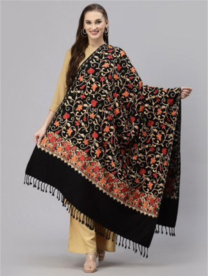 GK VILLA Wool Embroidered Women Shawl(Multicolor)