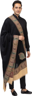 Pashgiri Wool Embroidered Men Shawl(Black)