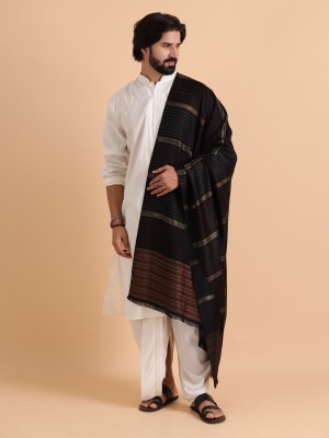 Tweedle Acrylic Woven Men Shawl(Black)