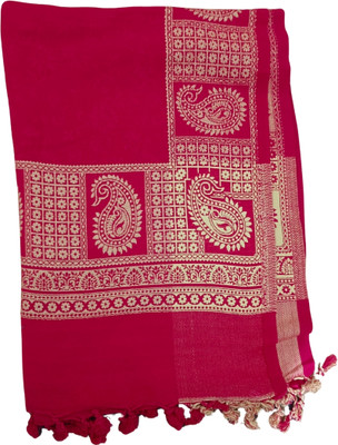 Pransh Collections Cotton Printed Women Shawl(Pink)