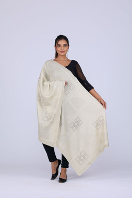 Regal Mart Wool Self Design Women Shawl(White)