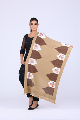 Royale Kashmiri Wool Woven Women Shawl(Beige)