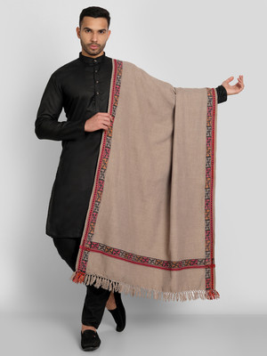 Zamour Wool Geometric Print Men Shawl(Brown)