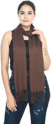 manra Wool Solid Women Shawl(Brown)