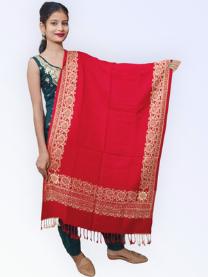 Trandone Wool Embroidered Women Shawl(Red)