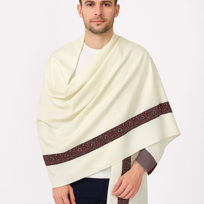 KTC Wool Woven Men Shawl(White)