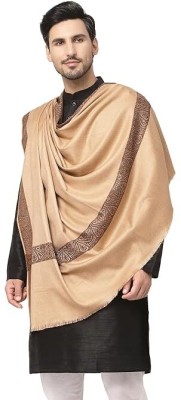 KASHMIR HANDLOOM Cashmere Embroidered Men Shawl(Beige)