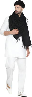Collective Stitch Cotton Solid Men Shawl(Black)