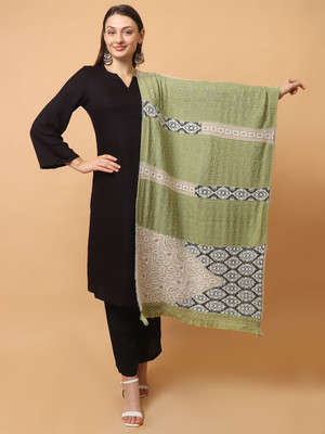 SCHp Wool Self Design Women Shawl(Light Green, White, Beige, Black, Multicolor)