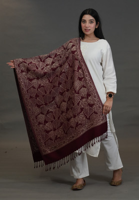 SHIFNEEN Acrylic Woven Women Shawl(Maroon)