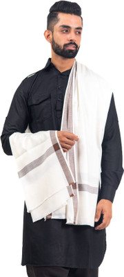 BAISA Wool Striped Men Shawl(White)