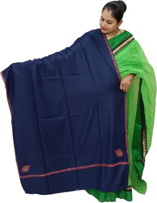 Vrinde Wool Embroidered Women Shawl(Dark Blue)