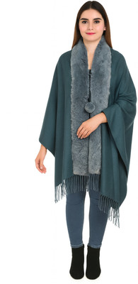 Pashtush Wool Solid Women Shawl(Green)