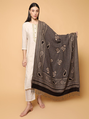 SCHp Wool Paisley Women Shawl(Brown, Beige, Multicolor)