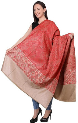 Braid N Cord Polyester Wool Blend Applique Women Shawl(Red)