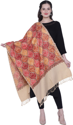 CHOUDHARYRETAILS Wool Woven Women Shawl(Beige)