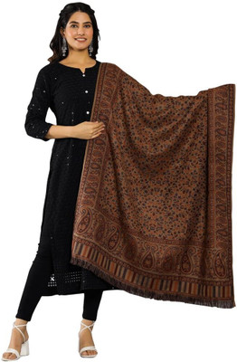 Braid N Cord Polyester Wool Blend Applique Women Shawl(Brown)