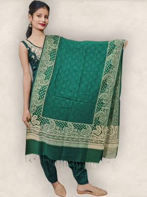 Kashmiri Thead Wool Embroidered Women Shawl(Green)
