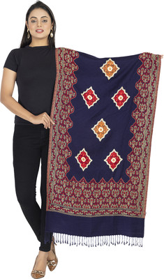 manjari Acrylic Self Design Women Shawl(Blue)