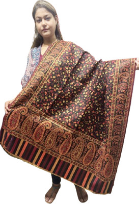 manra Wool Printed Women Shawl(Black)