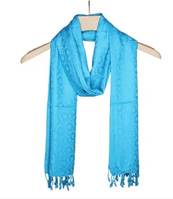 Collective Stitch Cotton Solid Women Shawl(Light Blue)
